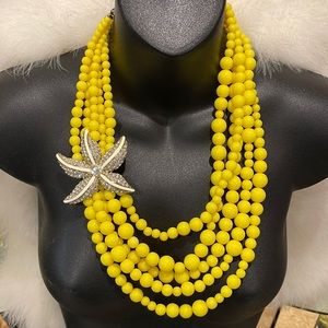 Starfish chunky bright yellow necklace